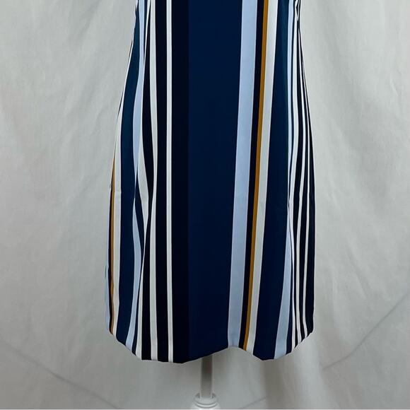 Ann Taylor Navy Bold Stripe Print Career Office Shift Dress NWOT Size 2 - Picture 4 of 12